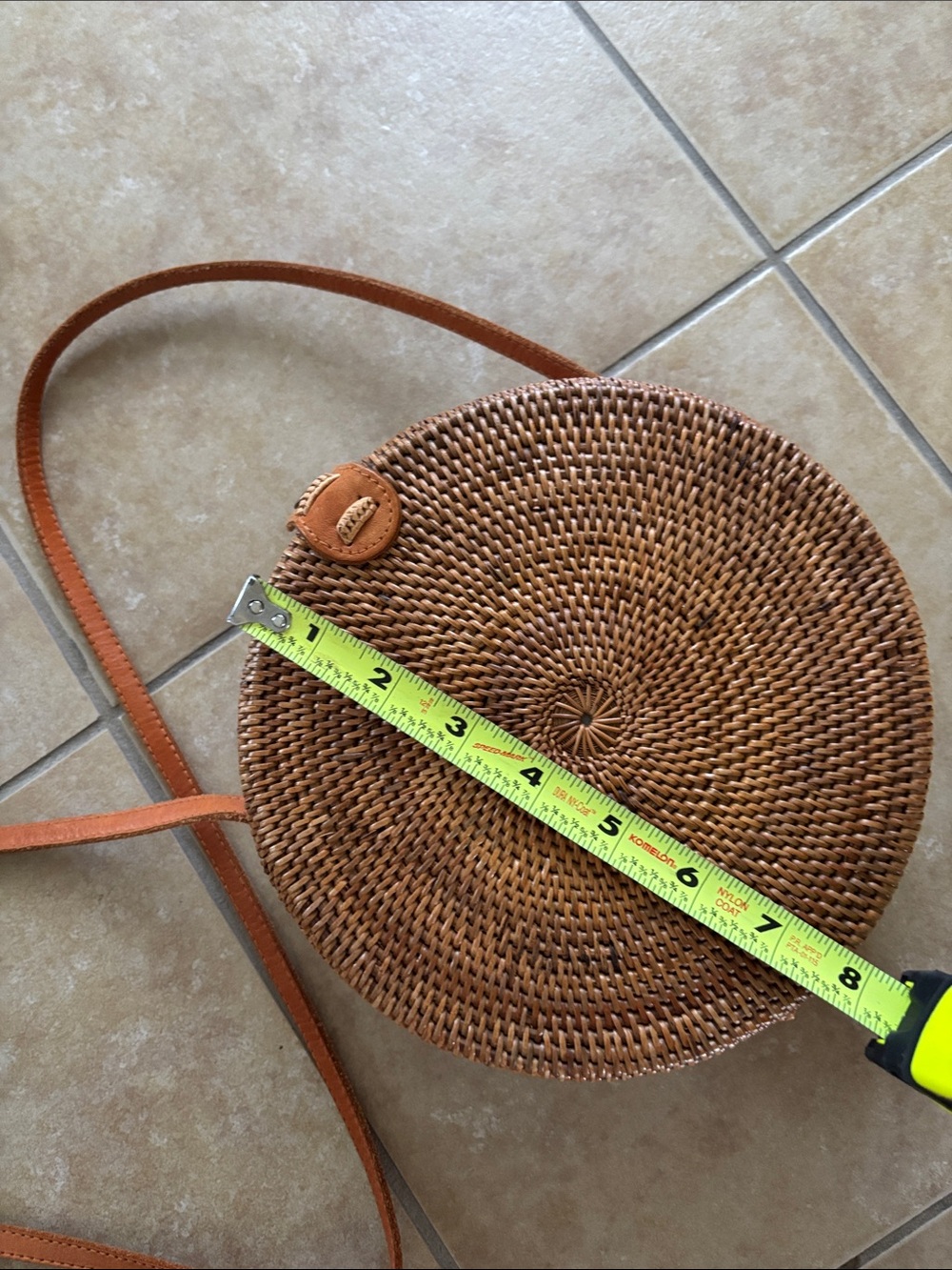 Round Woven Crossbody Bag in Brown - Picture 2 of 8